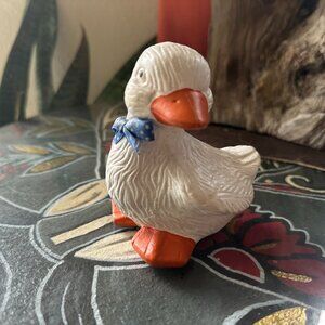 Vintage White Goose with Blue Bow - HD003